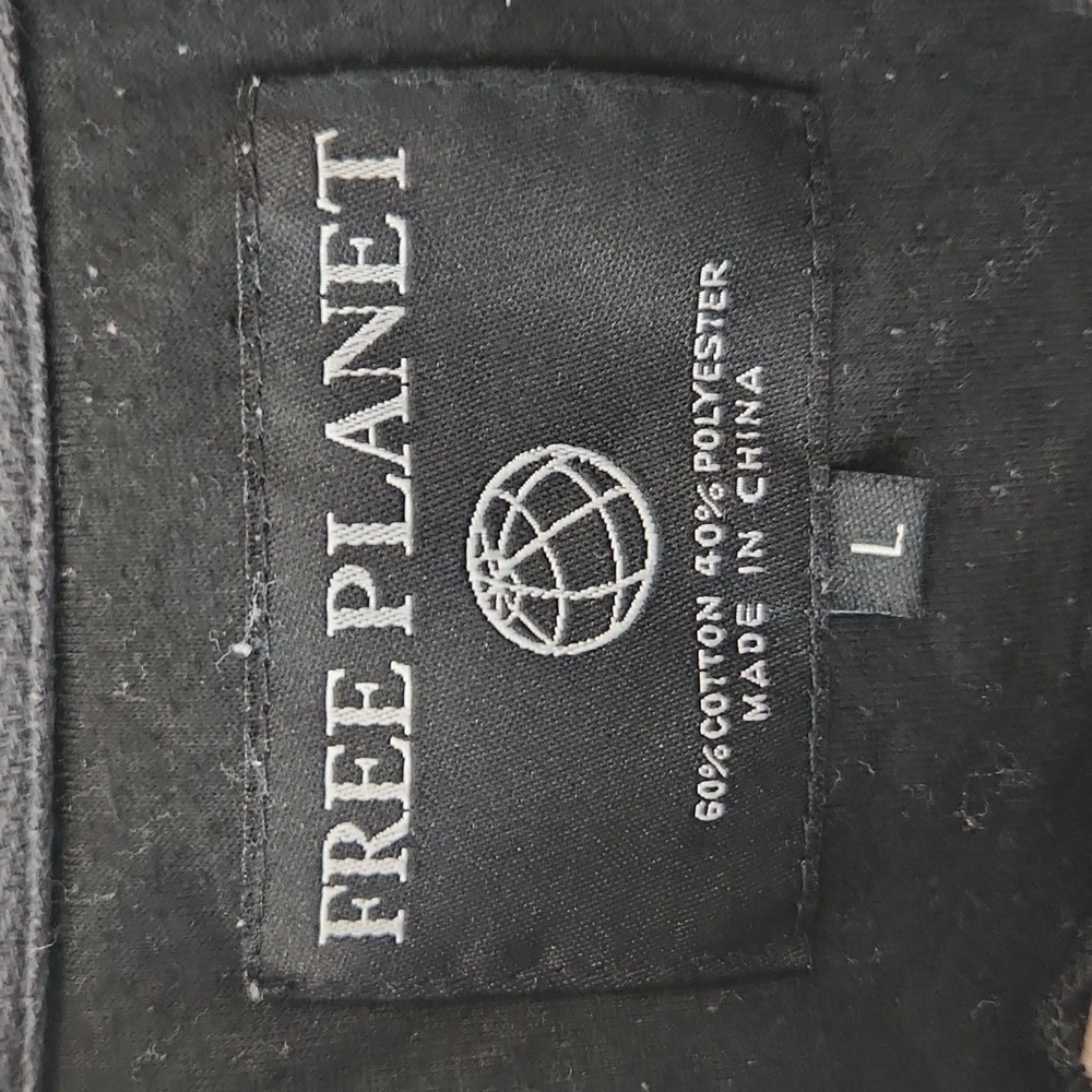 Men's Free Planet patch crew neck zip up sweatshirt Size large gray black - Picture 6 of 9
